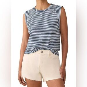 Faherty Sunwashed Slub Muscle Tank Titan Stripe XS NWOT